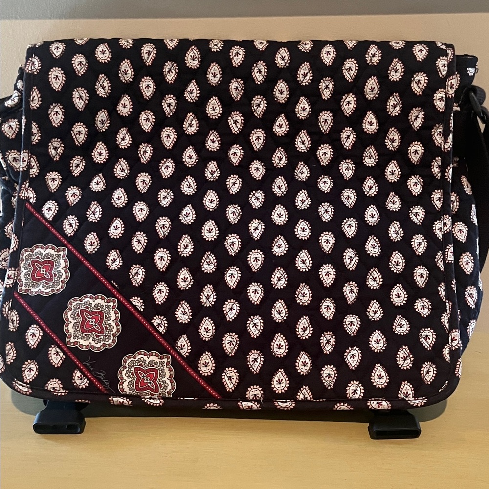 Vera Bradley Soft Quilted Black and Red Paisley Woman’s Messenger Bag